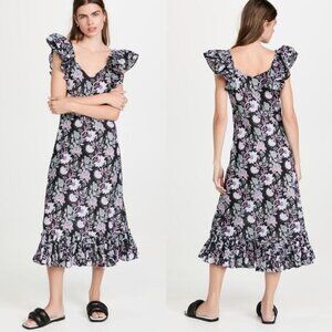 NWT MILLE Klara Floral Ruffle Cotton Midi/Maxi Dress in Tropical Night size S